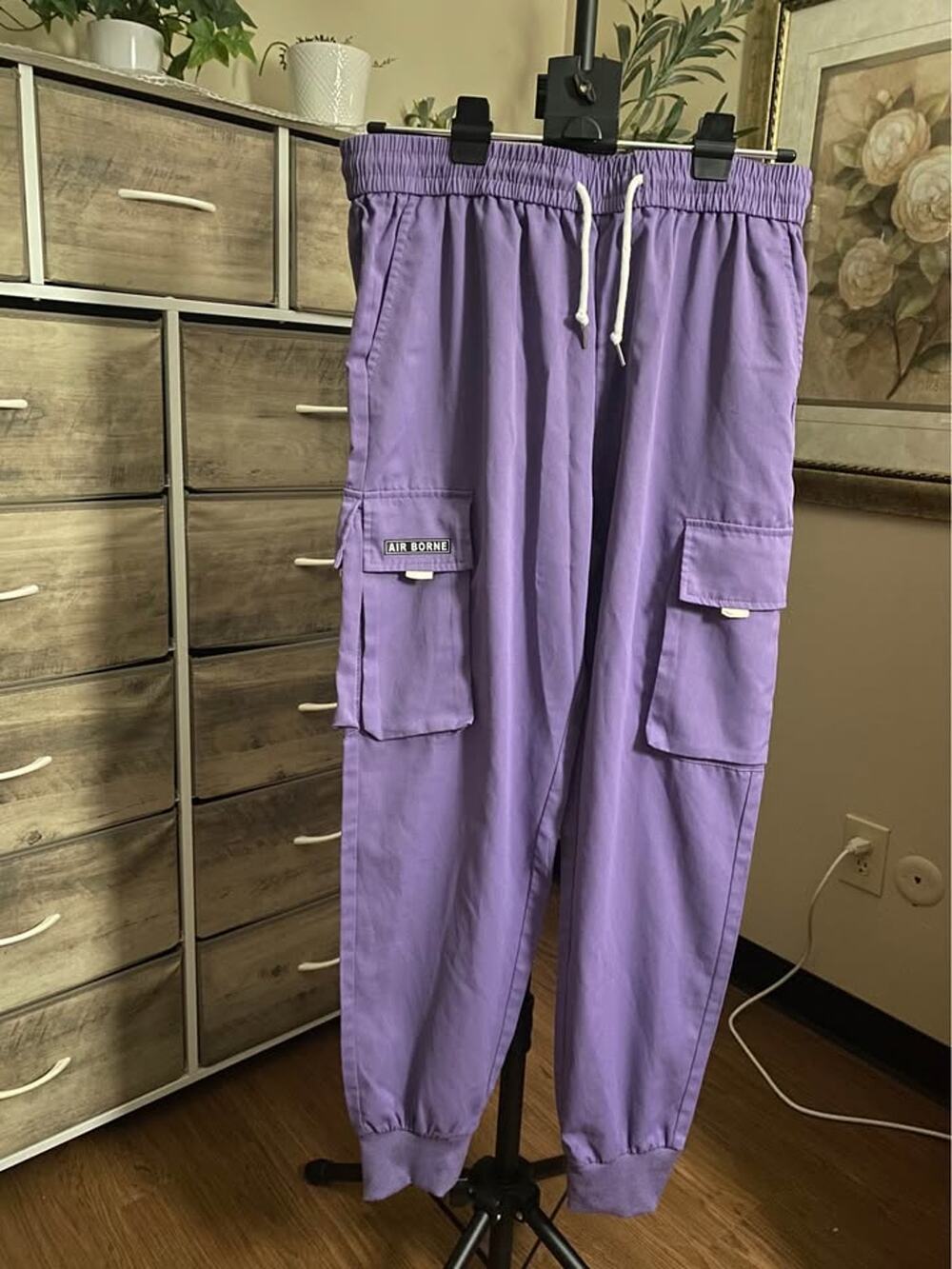 Air Borne Purple Cargo Jogger Scrub Pants | Women’s XL